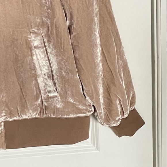 Madewell Tan Velvet Silk Blend Full Zip Bomber Jacket - 35565 - Picture 5 of 16